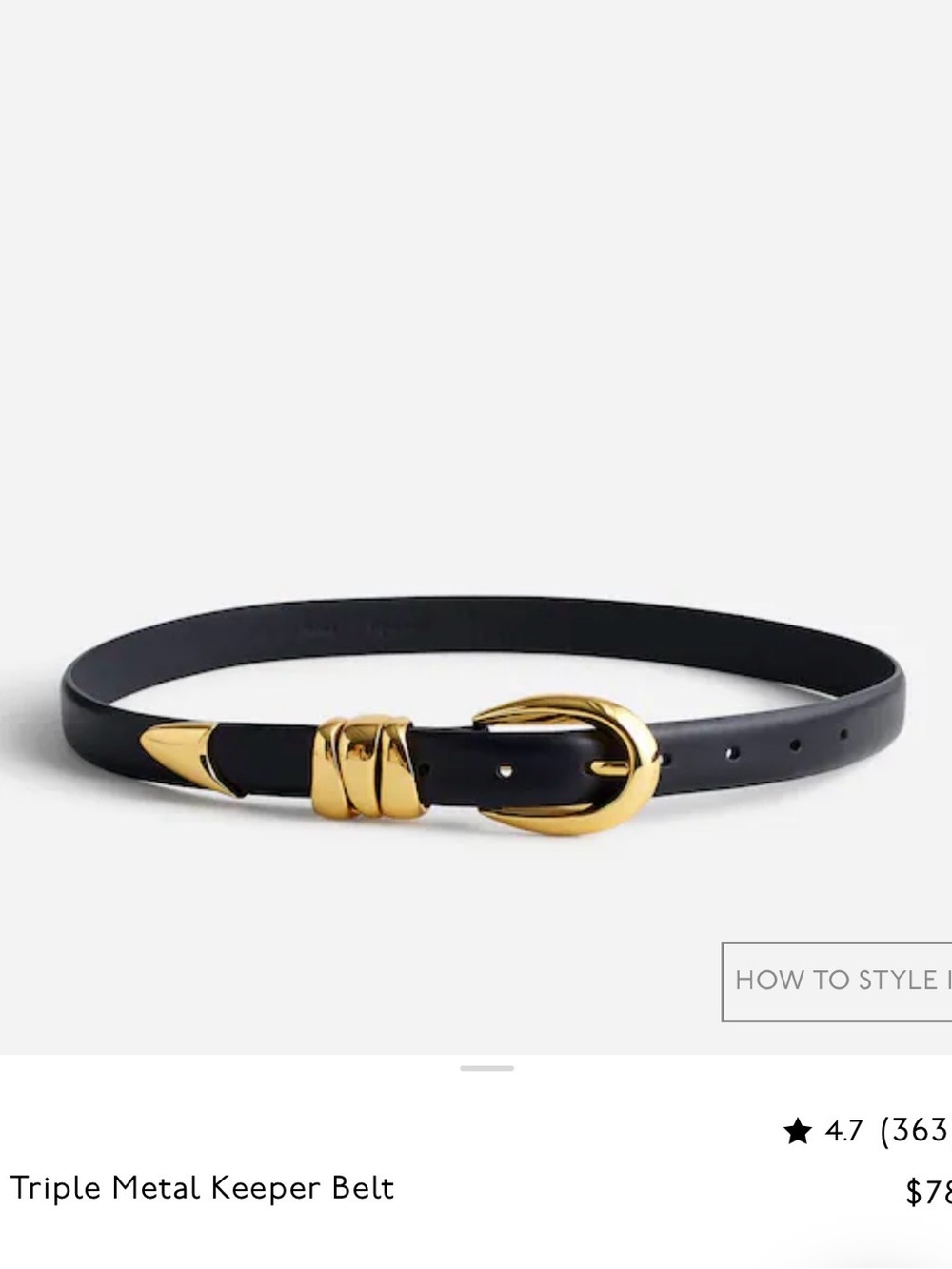 Madewell Metal Keeper Belt in Black/Gold - Picture 3 of 4